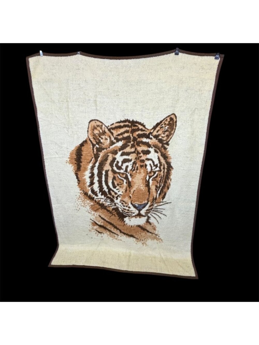 Cannon Ibena Tiger Head Large Blanket Throw Made in Germany 75x53 Reversible